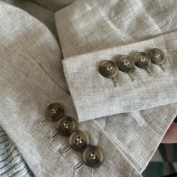 H&M Slim Fit Linen Blazer Light Beige 42R - Picture 7 of 8